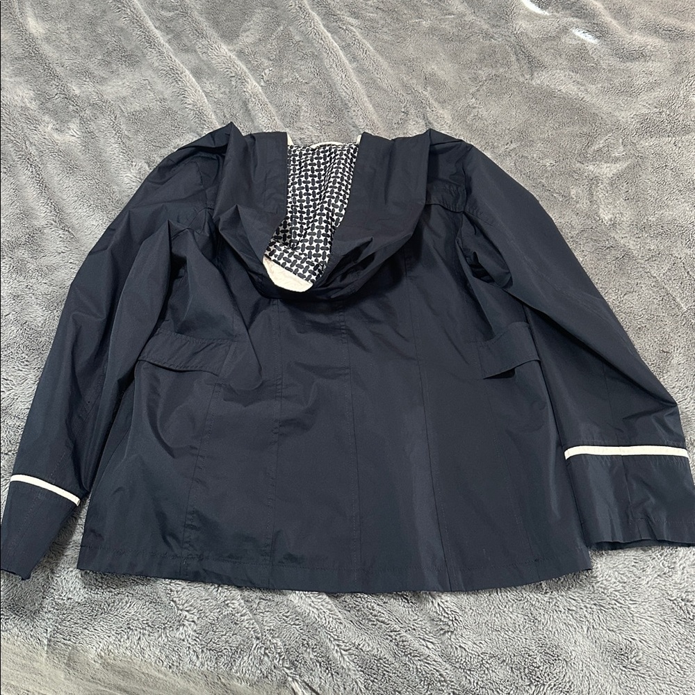 Classic Navy Rain Jacket with White Accents - Picture 4 of 4